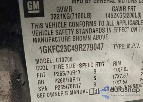 2009 GMC Yukon Sle1 from USA, damaged, VIN 1GKFC23C49R279047